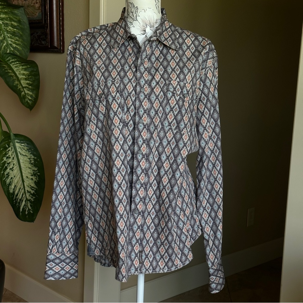 Men’s Retro Wrangler Long Sleeve Western Shirt